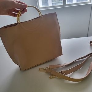 Dusty pink purse, gold hardware and  detachable straps